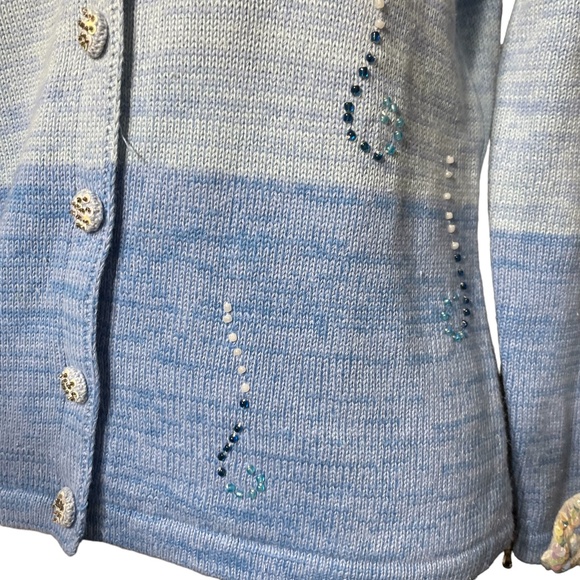 Storybook Knits Sparkling Seahorses Cardigan XS Sweater Sequin Beaded Crochet - Picture 12 of 14